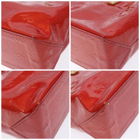 LOUIS VUITTON Monogram Vernis Reade PM Hand Bag Red Rouge LV Auth - Picture 15 of 16